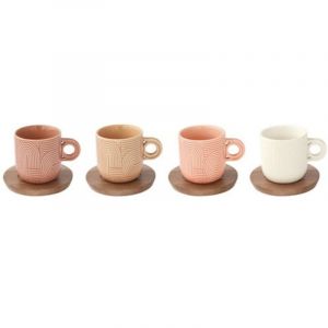 Easy life Coffret 4 tasses à café en porcelaine terracotta 11 cl