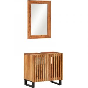 VidaXL Ensemble de meubles de salle de bain 2 pcs bois massif d'acacia, meuble de salle de bain, meuble de rangement de toilettes, armoire de salle de bain