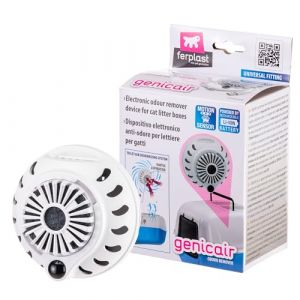 Ferplast Désodorisant Electronique pour Maison de Toilette GENICAIR, Neutralise Définitivement les Mauvaises Odeurs, Fixation avec Aimant, Ventilateur Silencieux, Câble USB et Filtre Anti-Odeur inclus