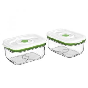 Fosa 2 r&eacute;cipients de mise sous vide alimentaire 1450 ml blanc et vert