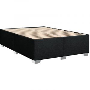 VidaXL Cadre de lit Noir 140x200 cm Tissu, sommier, cadre de lit plateforme, cadre de lit rembourré, meuble de chambre à coucher, cadre de lit double