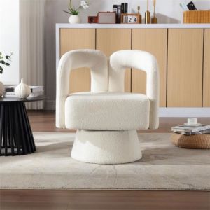 Fauteuil simple, rembourrage en tissu moelleux, chaises d'appoint pivotantes à 360 degrés, pour salon, chambre, beige