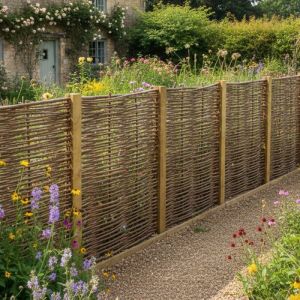 Cl&ocirc;ture bois en noisetier tress&eacute; - 100% Naturel - Poteaux non inclus - Hauteur 180 X Largeur 120 cm