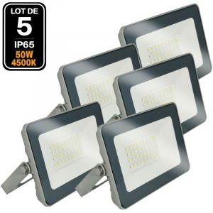 Europalamp 5 Projecteurs LED 50W Proline Blanc froid 6000K Haute Luminosit&eacute; - Blanc froid 6000K