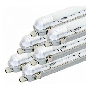Kit de Réglette LED IP65 + Tube Néon LED 120cm T8 18W (Pack de 6) - Blanc Neutre 4000K - 5500K - SILAMP