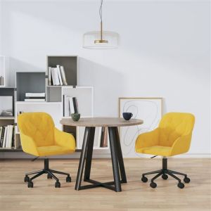 VidaXL 2x Chaises Pivotantes de Salle &agrave; Manger Si&egrave;ges de Cuisine Fauteuils de Salle &agrave; Manger Chaises &agrave; D&icirc;ner Meubles de Cuisine Jaune Velours
