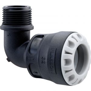 Plasson Coude 90&deg; encliquetable PE &Oslash;40 - filet&eacute; m&acirc;le 1""1/4 - S&eacute;rie 1