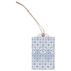 Ruedelafete Carte de 12 étiquettes avec oeillet et lien, Azulejos