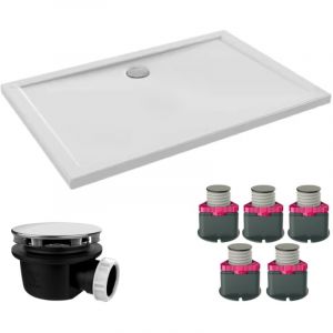 Jacob Delafon Receveur de douche 120 x 80 Gaspard extra-plat c&eacute;ramique + Kit de r&eacute;hausse (5 pieds) + Bonde