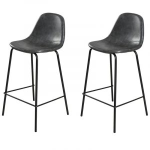 Image de Lot de 2 chaises de bar vintage noires Jonas