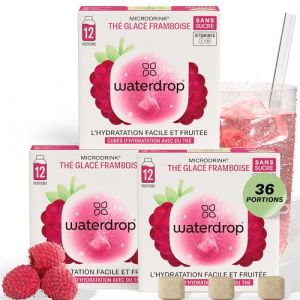 Waterdrop Himbeer-Eistee – 36 Würfel mit Vitaminen – Schwarzer Tee – vegan, zuckerfrei