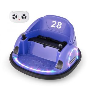 Costway 12v Quad Tamponneuse Electrique Pour Enfants, Avec Rotation &Agrave; 360&deg;, T&eacute;l&eacute;commande, Led Et Musique Pour 18 Mois + Violet