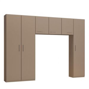 Image de Inside75 Ensemble de rangement pont 3 portes taupe mat largeur 300 cm - taupe