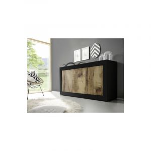 Buffet basic 3 portes noir mat/pero 160 cm