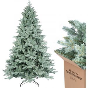 Salcar Sapin de Noël Artificiel en PE et Pointes Invisibles en PVC - Gris Vert Naturel - avec système de Pliage Rapide et Support en métal, 210 cm