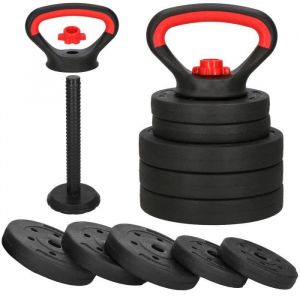 Kettlebell R&eacute;glable - Springos - 10 Kg - Poign&eacute;e Ergonomique - 5 Disques Ajustables - Mixte