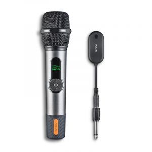 NGS Microphone cardioïde sans fil 2,4 GHz avec écran LED et autonomie de 30 heures