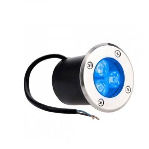 Ecolife Spot Encastrable de Sol LED - 3X1W - Bridgelux - 12V - Bleu ø72mm