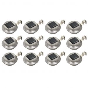 VidaXL Lampes solaires à LED rondes d'extérieur 12 pcs 12 cm Blanc