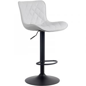 CLP Tabouret de bar ajustable pivotant similicuir Blanc
