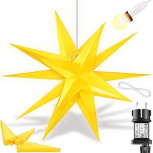 Kesser - toile lumineuse 3D Étoile de Noël led avec minuterie pour l'intérieur et l'extérieur Étoile de l'Avent lumineuse suspendue Étoile + lumière
