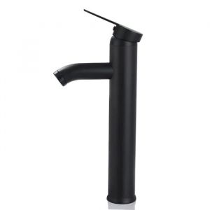 Image de Mitigeur Lavabo Noir Cascade Robinet Lavabo, Salle de Bain en Inox