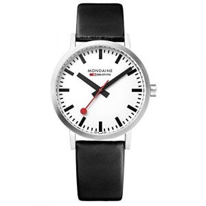 Mondaine Classic, Montre en Cuir Noir pour Hommes et Femmes, A660.30314.11SBB, 36 MM