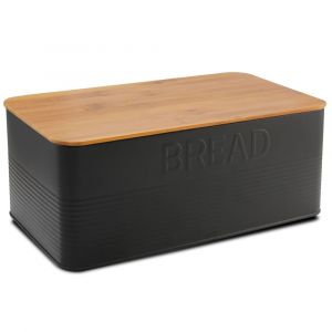 Wadiga FORNOR 28164 CORBEILLE À PAIN EN MÉTAL AVEC COUVERCLE EN BAMBOU