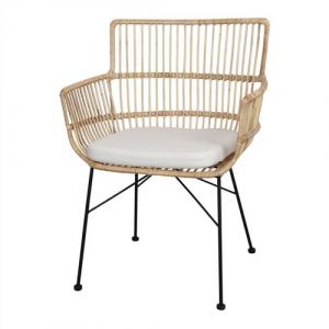 MWlab Chaise en rotin avec accoudoirs avec un style méditerranéen - modèle 029 - naturel