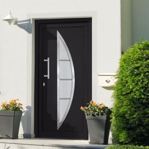 VidaXL Porte d'Entrée Principale Sécurité Maison Charnières Réglables 3D Serrure à Tête de Champignon à 5 Points Extérieur 98x200 cm Anthracite