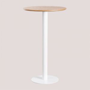 Table Haute de Bar Ronde en Placage de Frêne Frappe SKLUM BLANC Ø60 cm 105 cm