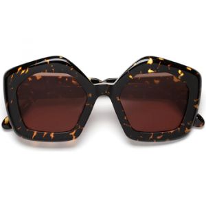 MARNI Unisex Laughing Waters Havana Rossa MHL Lunettes de soleil Acétate Havane Rouge Géométrique Normale