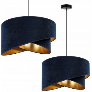 Lampe Suspendu Plafond Lustre Abat-Jour Dor&eacute; Velours