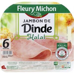 Image de Fleury Michon Jambon de dinde Halal - Le paquet de 6 tranches, 180g