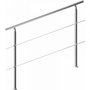 Monzana Rampe d'escalier 150 cm acier inoxydable 2 traverses main courante balustrade garde-corps aide escalier balcon int&eacute;rieur ext&eacute;rieur