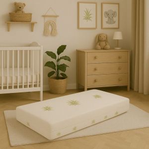Matelas bébé 70x140 cm Hauteur 10,5 cm - Tissu avec Aloe Vera - Déhoussable Housse Lavable à 40° - Hyppoallergénique - anti-acariens - anti moisissure