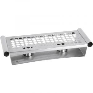 APS Chauffe-plats, chauffe-assiettes, chauffe-plats en acier inoxydable, 2 flammes, poli mat, 13,5 x 34,5 cm, hauteur 6,5 cm