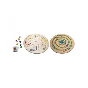 Plateau de jeux de societe en bois 3 en 1 : oie ludo toc - plateau geant xxl 45 cm - jeu classique famille - coffret multi-jeux