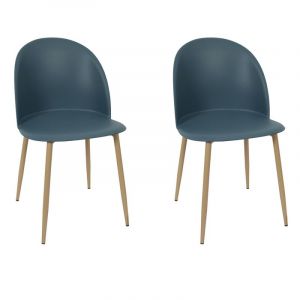 Image de Lot de 2 Chaises Scandinave "Bergen" 81cm Bleu Canard Prix