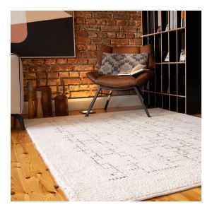 Deladeco Tapis en laine et polyester moderne courtes m&egrave;ches Louna 160x230 Cr&egrave;me