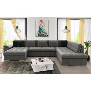 Image de Chuck canapé panoramique XXL convertible avec coffre 7 places style contemporain droit Couleur Gris