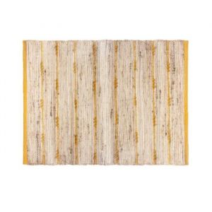 Silumen - Tapis Jute Rectangulaire avec Rayure en Coton 60x90 cm - Jaune -