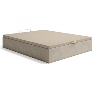 Vente-unique - Sommier coffre 140 x 190 cm - Tissu beige - cenovas de ysm&eacute;e
