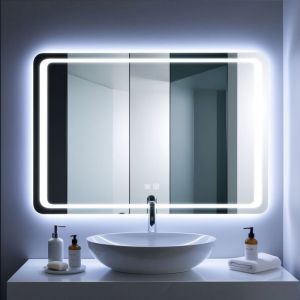 Image de Saniland - Miroir led Moderne pour Salle de Bain - Éclairage 6000K avec Touches Tactiles Intégrées - 120x70 cm