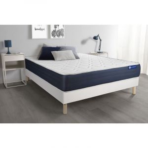 Ensemble matelas Latex et Mémoire de forme ACTILATEX SLEEP 140x190 5zones de confort + sommier KIT blanc