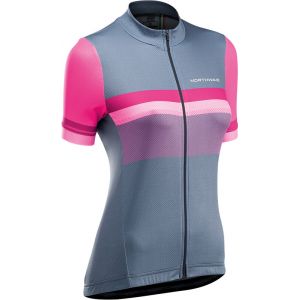 Northwave Women's Origin Jersey Short Sleeve - Maillot de cyclisme taille XS, gris/rose/bleu