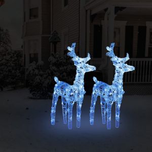 VidaXL Rennes de Noël 2 pcs 80 LED Bleu Acrylique