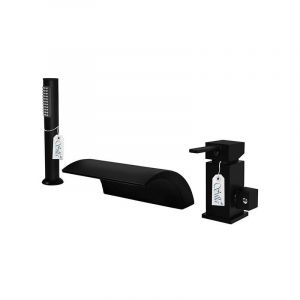 Desconocido Silla Robinet De Baignoire en Laiton sur plage 3 trous, Noir mat
