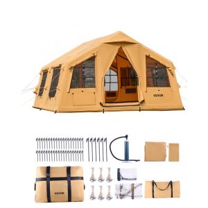 Tente de Camping Gonflable-VEVOR-48x36x22 m-pour 8 à 12 Personnes avec Pompe à Main 2 Puits de Lumière