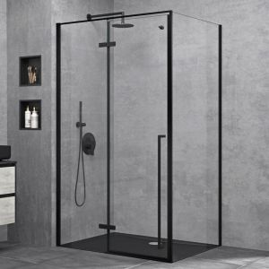 Cabine de Douche Transparent Noir avec Porte Pivotante Paroi de Douche Verre de Sécurité Nano Ravenna64 90x120x195cm - Transparent - Sogood
